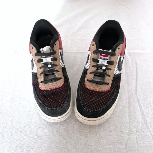 Nike Airforce 1 AF1 Black & Red Running Shoes | Womens Sneakers - Picture 3 of 10